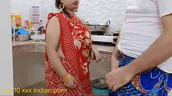 Desi step sister Hot sex in red saree In Kitchen video